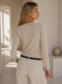 Μπεζ draped brooch top