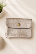 Bronze metallic leather mini wallet με glitter
