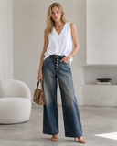 Dirty Wide leg jean με jewel buttons