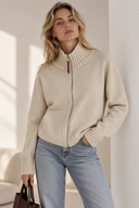 Μπεζ Zip Knit cardigan