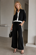 Μαύρο color block relaxed σετ