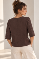 Καφέ cable knit top