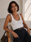 Λευκό ribbed contrast tank top