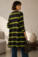 Καφέ lime striped knit ζακέτα