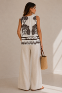 Εκρού poplin printed τοπ