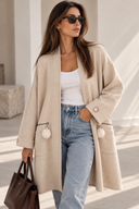 Cream longline ζακέτα