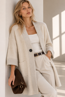 Cream lurex detail knit cardigan