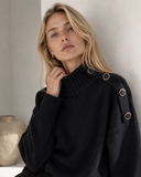 Μαύρη button detail turtleneck sweater