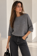 Γκρι Heart Knit Μπλούζα