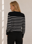 Μαύρη striped button knit sweater