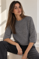Γκρι Heart Knit Μπλούζα
