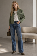 Χακί cropped denim jacket
