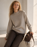 Μπεζ button detail turtleneck sweater