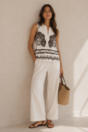 Εκρού poplin printed τοπ
