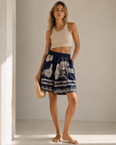 Μπλε poplin printed βερμούδα