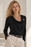 Μαύρη cowl neck μπλούζα