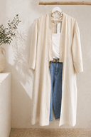 Μπεζ μακρύ κιμονό cotton blend