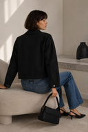 Μαύρο cropped denim jacket