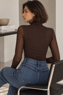 Καφέ see-through μπλούζα