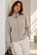 Μπεζ Zip Knit cardigan