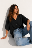 Μαύρο oversized πουκάμισο με κουμπιά