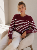 Μπορντό striped button knit sweater