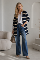 Μπλε cream striped knit ζακέτα
