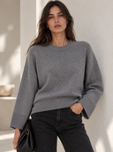 Γκρί lurex detail πλεκτή μπλούζα