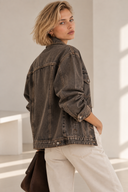 Μαύρο Dirty oversized denim jacket