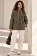 Χακί bouclé zip jacket
