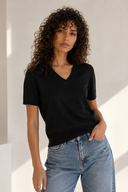 Μαύρο V-neck knit top