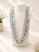 Ασημί long layered steel necklace