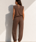 EIGHTY2 Καφέ shoulder pad lyocell μπλούζα