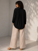 Μαύρο ασύμμετρο oversized πουκάμισο
