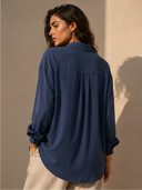 Μπλε ασύμμετρο oversized πουκάμισο