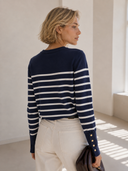 Μπλε striped button knit sweater