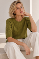 Lime cable knit top
