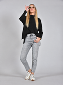 Μαύρο oversized ασύμμετρο knit πουλόβερ