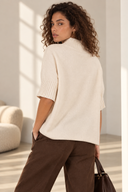 Cream oversized knit μπλούζα