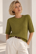 Lime cable knit top