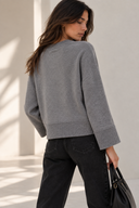 Γκρί lurex detail πλεκτή μπλούζα
