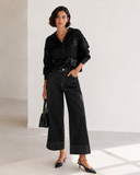 FIGARO Μαύρο wide leg denim