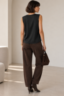 FIGARO Μαύρο lace V-neck top