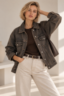 Μαύρο Dirty oversized denim jacket