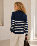 Μπλε striped button knit sweater