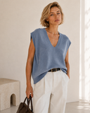 Ραφ V-neck πλεκτή καζάκα