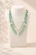 Πράσινο layered beaded necklace με πολύχρωμες χάντρες