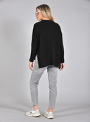 Μαύρο oversized ασύμμετρο knit πουλόβερ