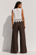FIGARO Καφέ wide leg τζιν παντελόνι