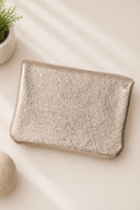 Bronze metallic leather mini wallet με glitter